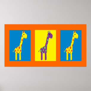 Cute & Colourful Giraffes Customizable Poster