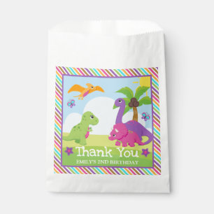Cute Colourful Girl Dinosaur Friends Birthday Favour Bag
