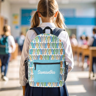 Cute Colourful Girl Flip Flops Personalized  Printed Backpack