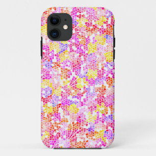 Cute colourful girly abstract flowers pattern iPhone 11 case