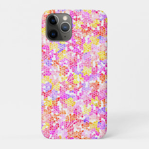 Cute colourful girly abstract flowers pattern iPhone 11 pro case