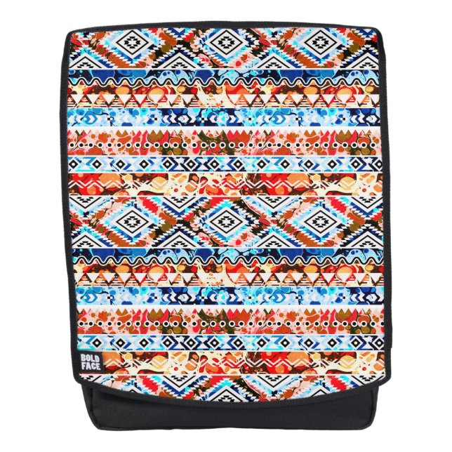 Cute colourful girly aztec patterns backpack (Front)