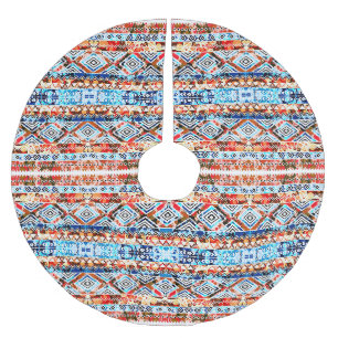 Cute colourful girly aztec patterns brushed polyester tree skirt