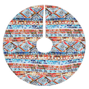 Cute colourful girly aztec patterns brushed polyester tree skirt