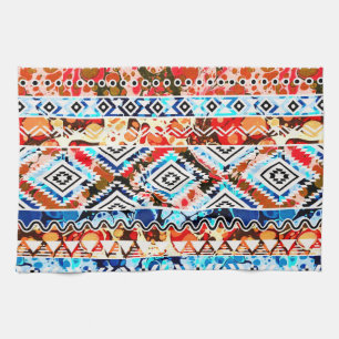 Cute colourful girly aztec patterns kitchen towel