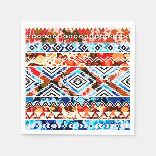 Cute colourful girly aztec patterns napkin (Front)