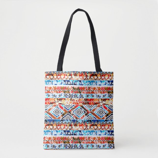 Cute colourful girly aztec patterns tote bag (Front)