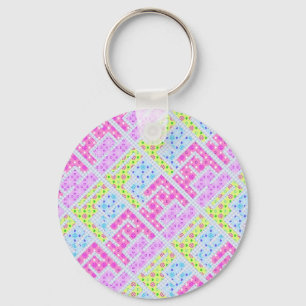 Cute colourful girly geometric graffiti patterns keychain