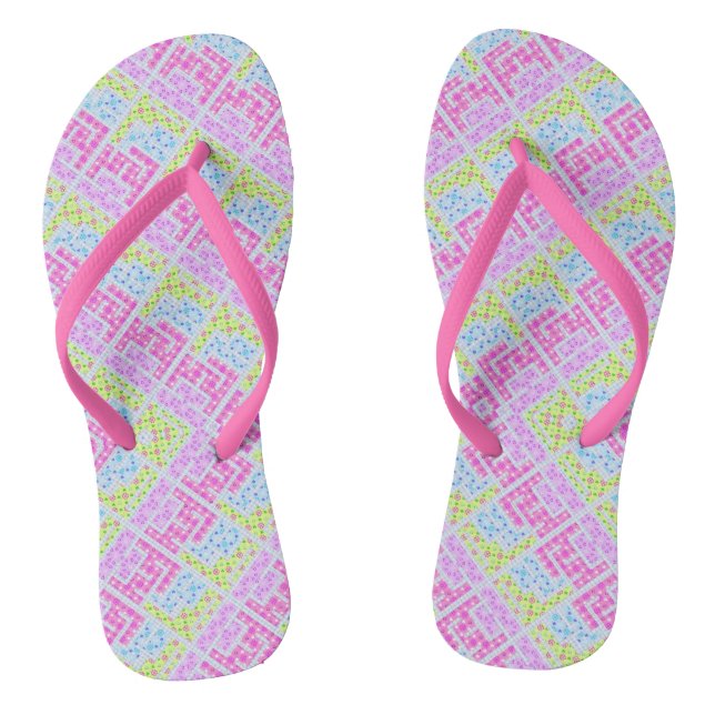 Cute colourful girly geometric graffiti patterns l flip flops (Footbed)