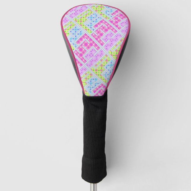Cute colourful girly geometric graffiti patterns l golf head cover (Front)
