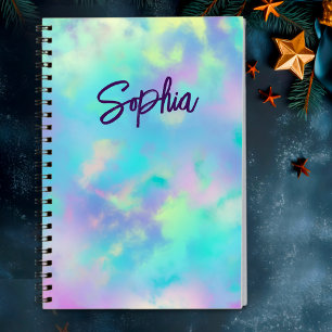 Cute colourful girly marbling monogram  notebook