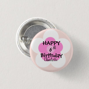 Cute colourful Gradient daisy flower Birthday name 1 Inch Round Button