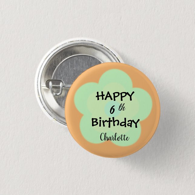 Cute colourful Gradient daisy flower Birthday name 1 Inch Round Button (Front & Back)