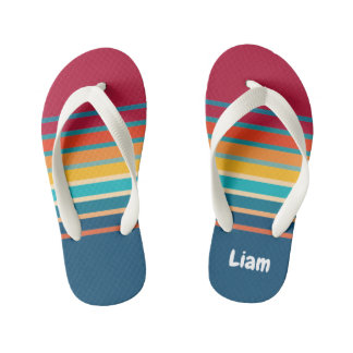 Cute Colourful Gradient Striped Pattern  Kid's Flip Flops