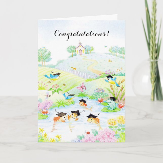 Cute colourful graduation animals customizable car card (Front)