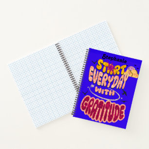 Cute Colourful Groovy Retro Style Gratitude Writin Notebook