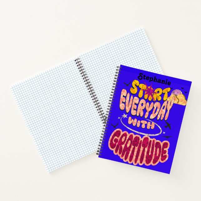 Cute Colourful Groovy Retro Style Gratitude Writin Notebook (Inside)