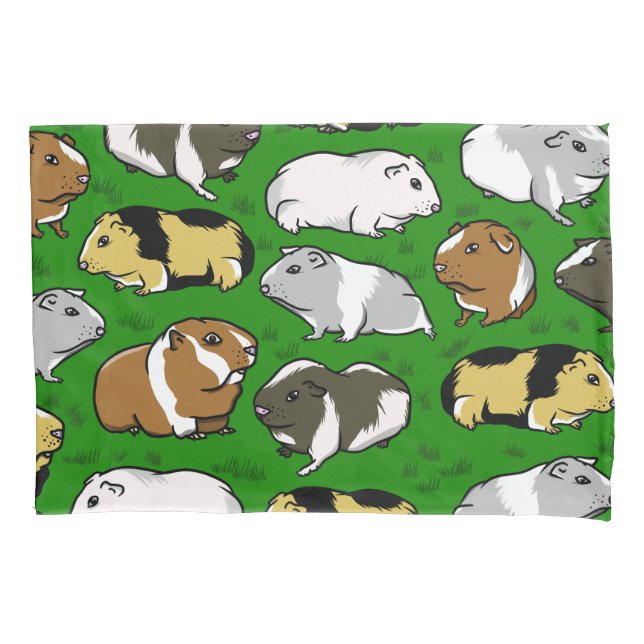 Cute colourful guinea pigs pillowcase (Front-Left)