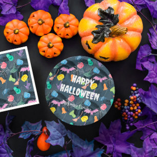 Cute colourful Halloween, customizable Paper Plate