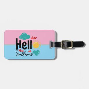 Cute colourful Hand Drawn Art Hello Sunshine Text Luggage Tag