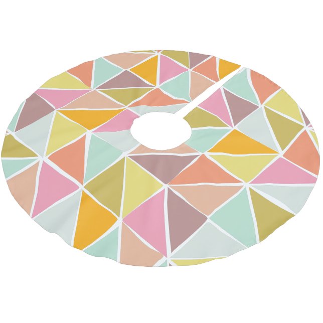 Cute Colourful Hand Drawn Geometric Pattern Brushed Polyester Tree Skirt (Angled)