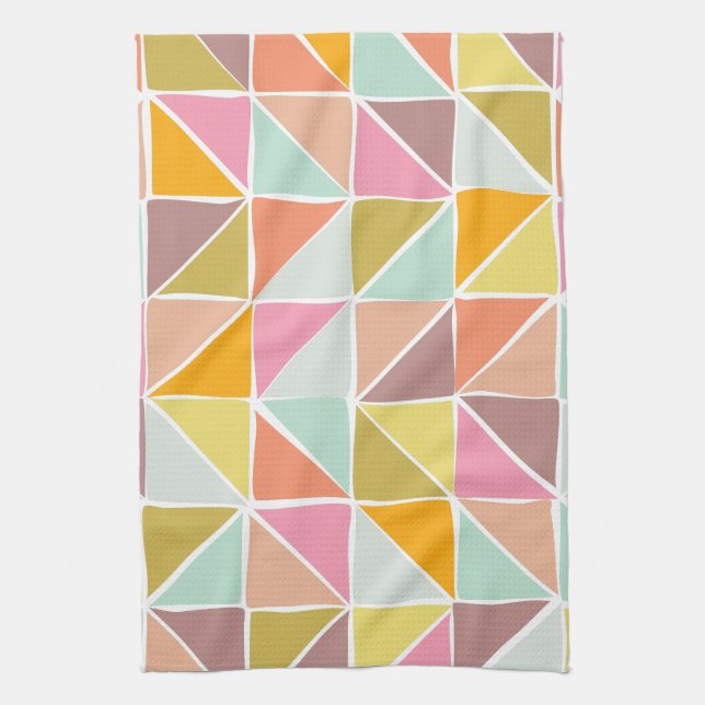 Cute Colourful Hand Drawn Geometric Pattern Kitchen Towel (Vertical)