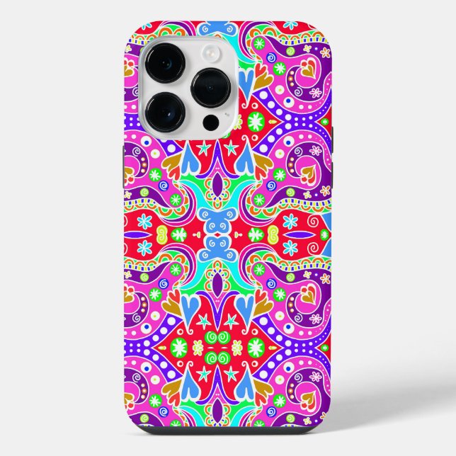 Cute colourful hand drawn pattern envelope iPhone case (Back)