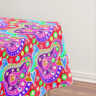 Cute colourful hand drawn pattern tablecloth