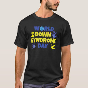 Cute Colourful Hand Print World Down Syndrome Awar T-Shirt