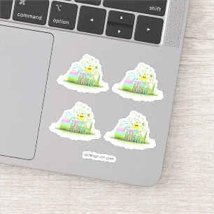 Cute Colourful Happy Easter Egg, Chick and Snowdro