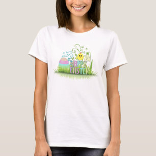 Cute Colourful Happy Easter Egg, Chick and Snowdro T-Shirt