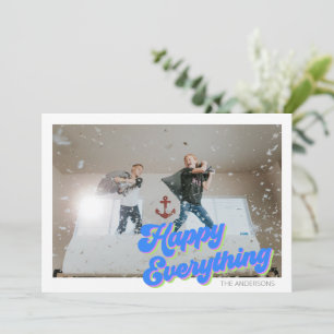 Cute Colourful Happy Everything Typography Photo Holiday Card
