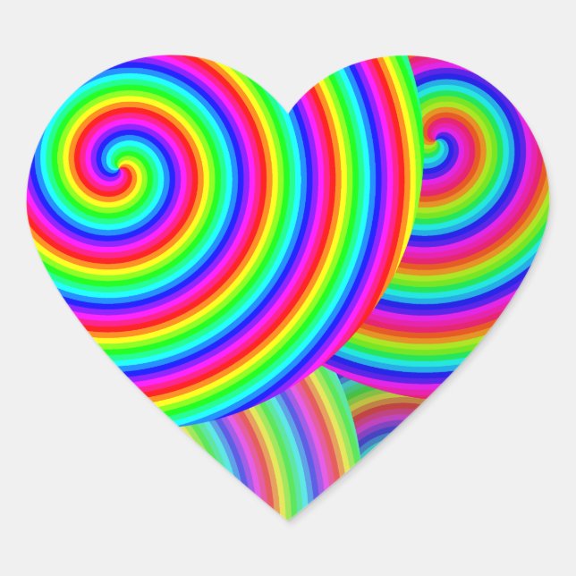 Cute colourful happy rainbow heart sticker (Front)