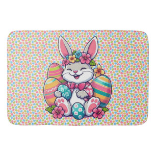 Cute,  & colourful Hawaiian/tropical Easter bunny Bath Mat