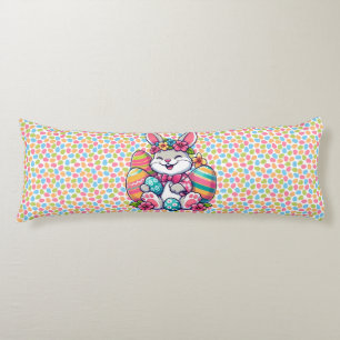 Cute,  & colourful Hawaiian/tropical Easter bunny Body Pillow