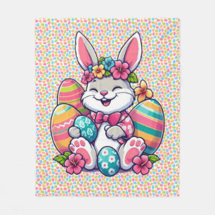 Cute,  & colourful Hawaiian/tropical Easter bunny Fleece Blanket
