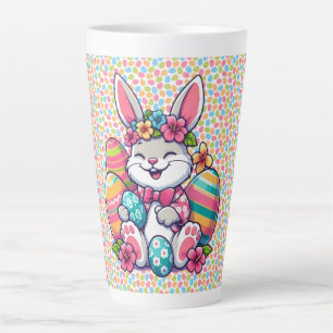 Cute,  & colourful Hawaiian/tropical Easter bunny Latte Mug