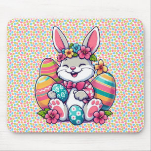 Cute, & colourful Hawaiian/tropical Easter bunny Mouse Pad