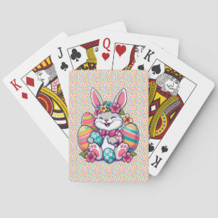 Cute,  & colourful Hawaiian/tropical Easter bunny Playing Cards