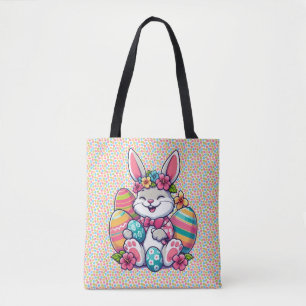 Cute, & colourful Hawaiian/tropical Easter bunny Tote Bag