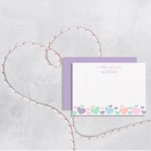 Cute Colourful Heart Girly Script Stationary Card