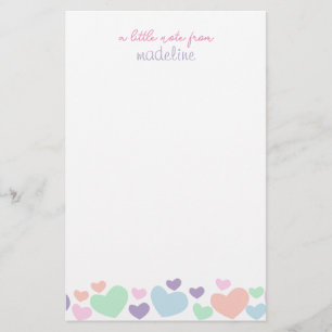 Cute Colourful Heart Girly Script Stationery