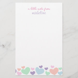 Cute Colourful Heart Girly Script Stationery