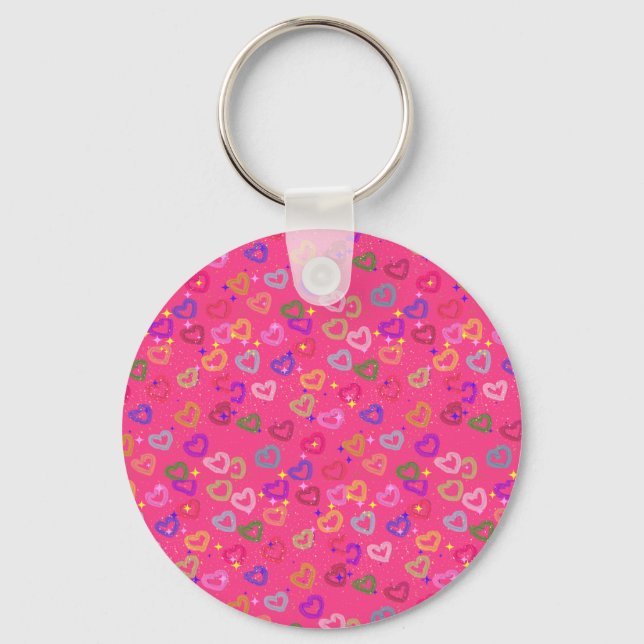 Cute Colourful Heart  Keychain (Front)