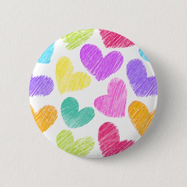 Cute Colourful Heart Pastel Valentine Love Pattern 2 Inch Round Button (Front)