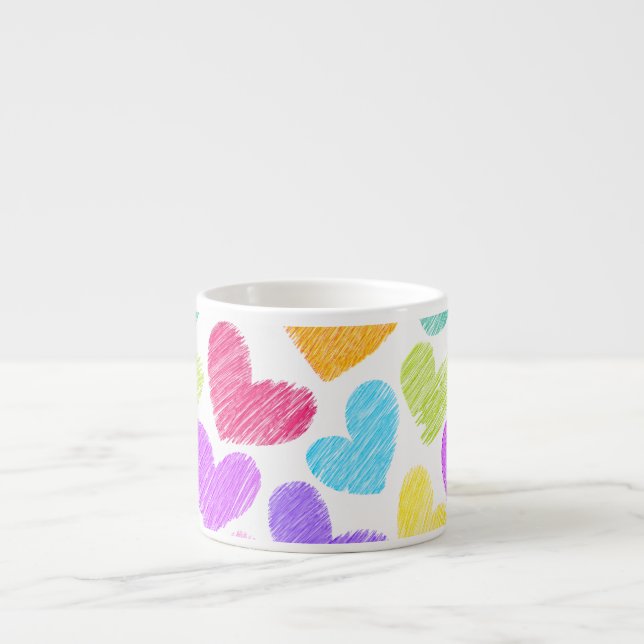 Cute Colourful Heart Pastel Valentine Love Pattern Espresso Cup (Front)