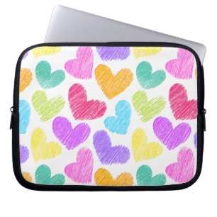 Cute Colourful Heart Pastel Valentine Love Pattern Laptop Sleeve