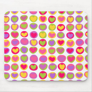 Cute Colourful Heart Pastel Valentine Love Pattern Mouse Pad