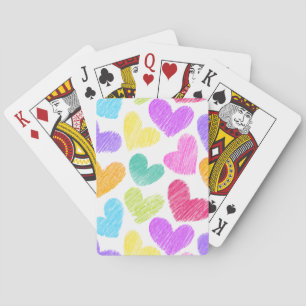 Cute Colourful Heart Pastel Valentine Love Pattern Playing Cards