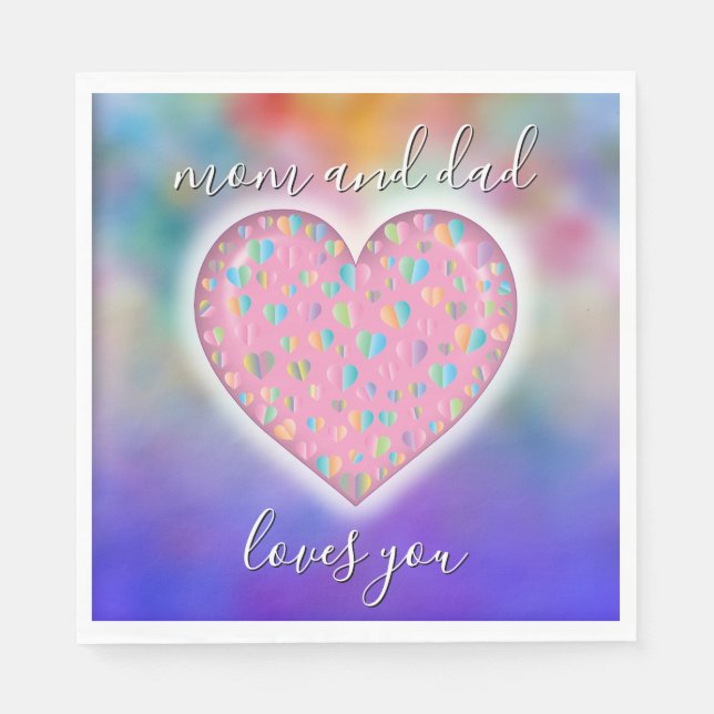 Cute Colourful Heart Pattern Napkins (Front)